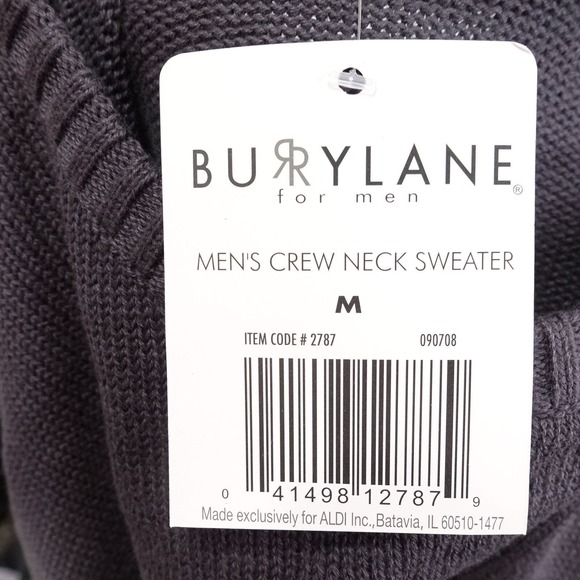NWT BURRYLANE FOR MEN GREY CREW NECK COTTON SWEATER MENS SIZE M MEDIUM NEW! - Picture 6 of 7